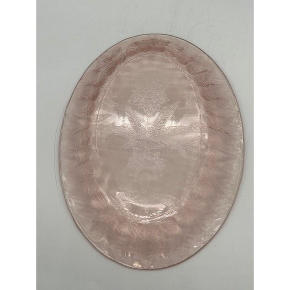 Vintage Depression Glass Jeanette Poinsetta Serving Tray - Picture 4 of 4